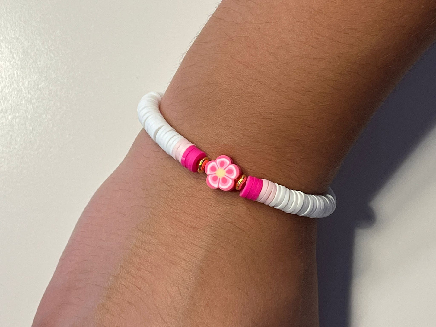 Pink flower bracelet