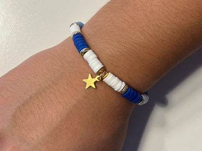 Blue white star bracelet