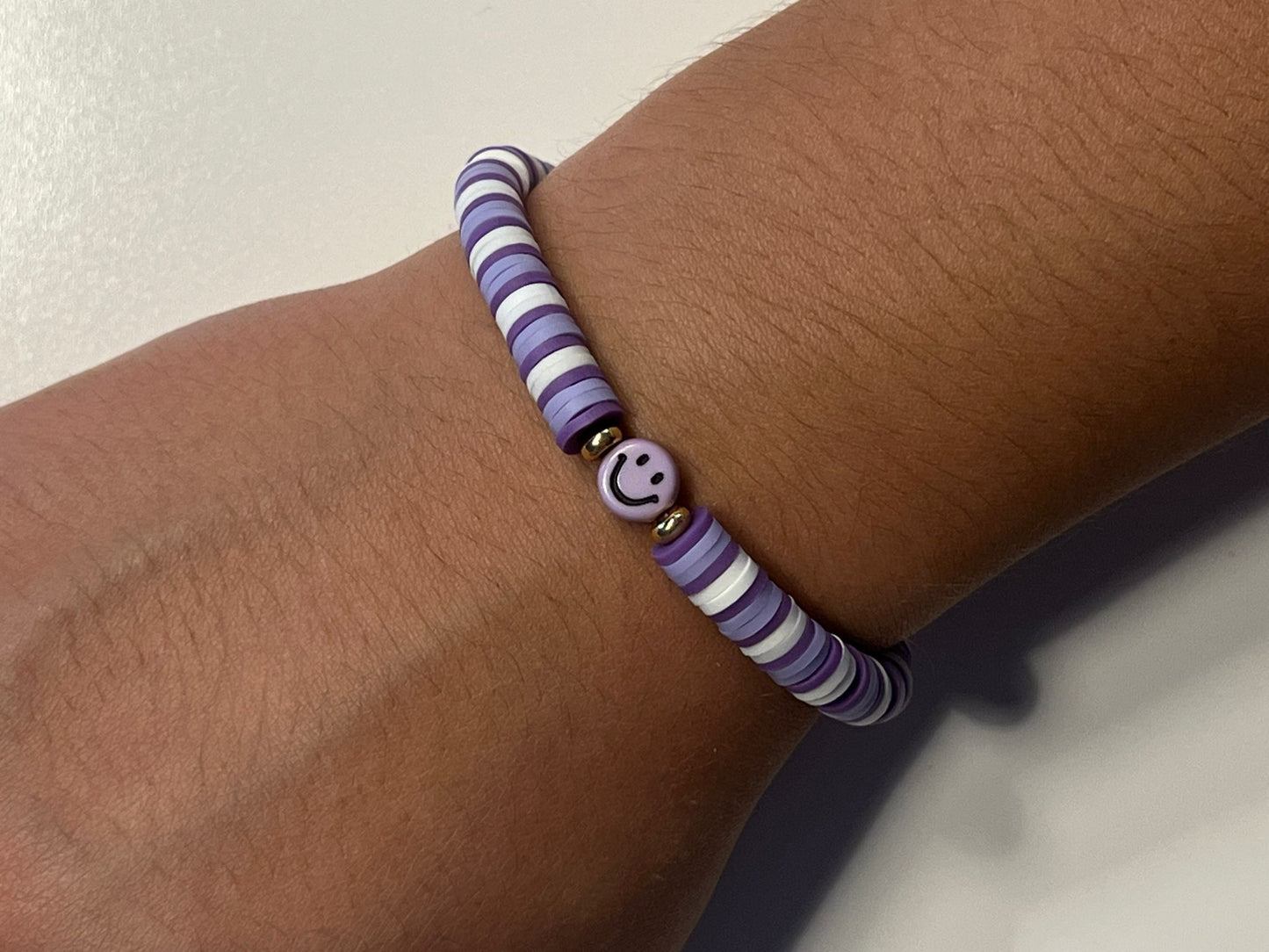 Bracelet violet blanc smiley